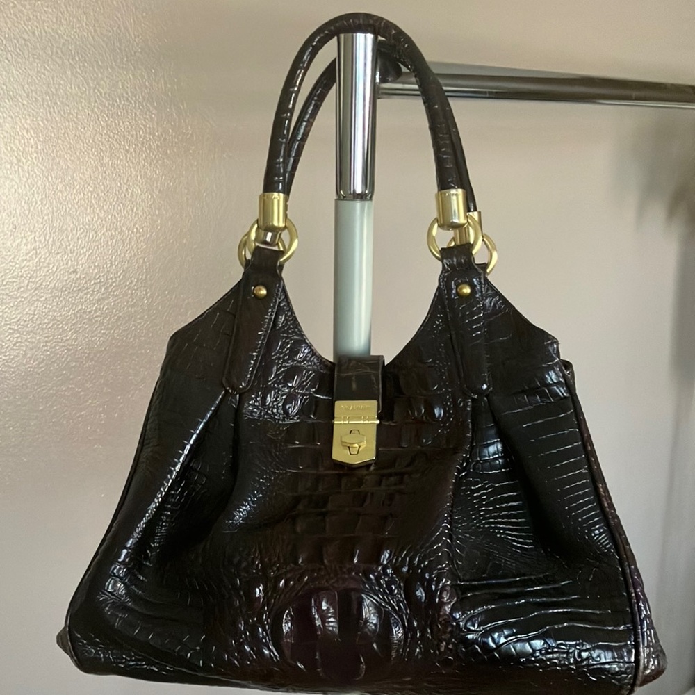 Brahmin Melbourne Crocodile Leather Satchel Bag